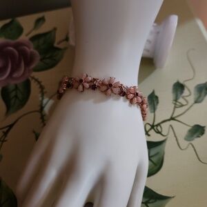 JTV Pink Opal 18k Rose Gold Over Sterling Silver Bracelet